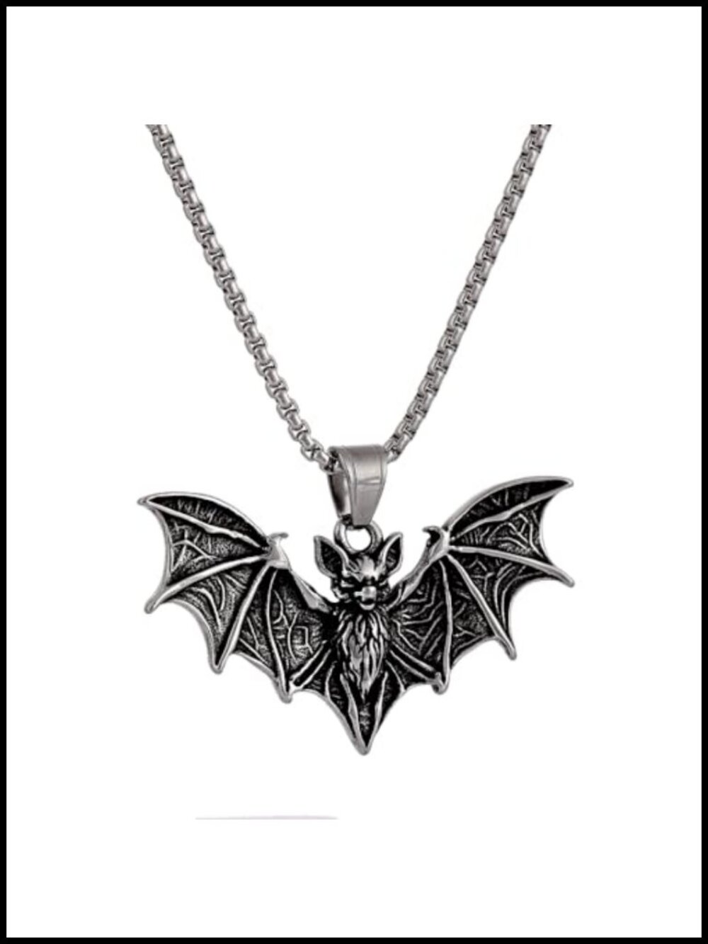 Stainless Steel Bat Necklace Men Gothic Vampire Pendant Halloween Goth Jewelry